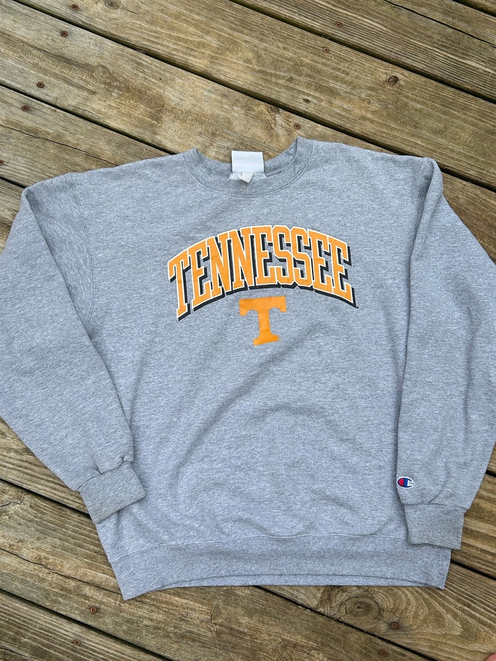 Champion Gray Crewneck Sweatshirt with Orange Tennessee Logo